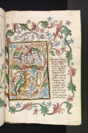 S-Initiale mit Hirsch und Mischwesen