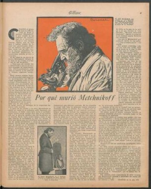 Por qué murió Metchnikoff