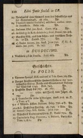 122-133, Geschichte. In Folio. - In Quarto.