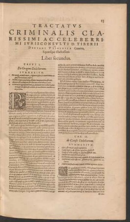 Tractatus Criminalis ... Liber secundus.
