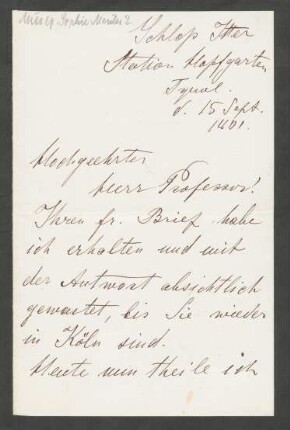 Brief an Franz Wüllner : 15.09.1891