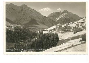 Hirschegg (1150 m) mit Elfer- und Zwölferkopf und Widderstein