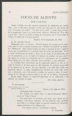 Voces de Aliento : Dos cartas