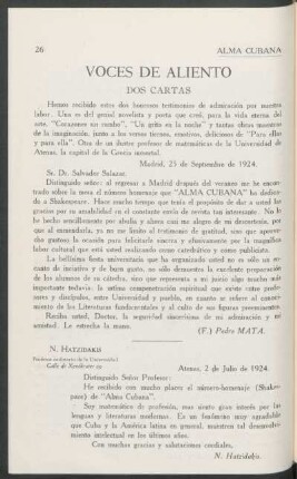 Voces de Aliento : Dos cartas