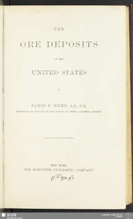 The ore deposits of the United States