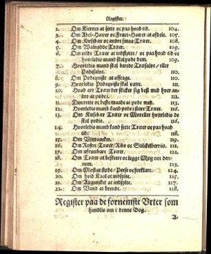Register paa de fornemste Vrter som handlis om i denne Bog.