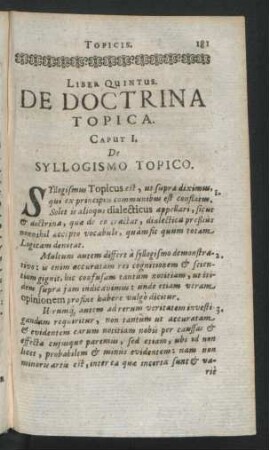 Caput I. De Syllogismo Topico.