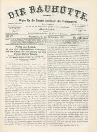 No. 47. Frankfurt a. M., den 25. November 1905. 48. Jahrgang.
