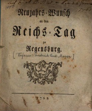 Neujahrs-Wunsch an den Reichs-Tag zu Regensburg