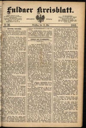 Ausgabe vom Dienstag, den 12. Mai 1885.