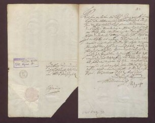Vergleich zwischen Kurpfalz und Herrn von Ingelheim wegen 7.500 Gulden Schulden an Elisabeth Vetzer bzw. an Ingelheim.