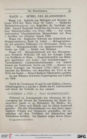 Raum 31: Möbel des Klassizismus