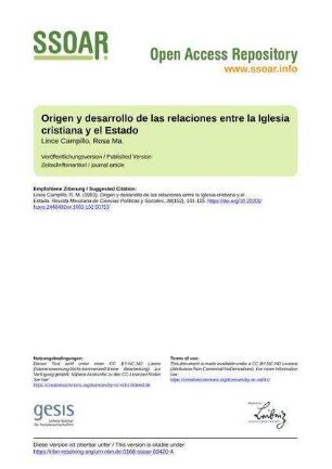 Origen y desarrollo de las relaciones entre la Iglesia cristiana y el Estado