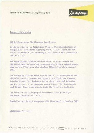 Liesegang Fan Automat I - Presse-Info