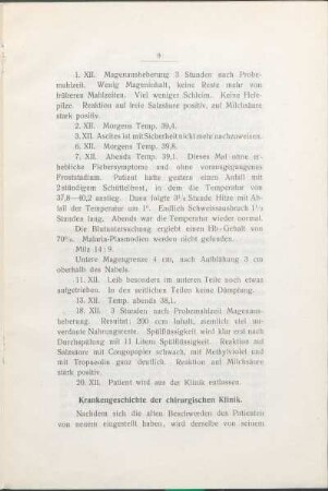 Krankengeschichte der chirurgischen Klinik