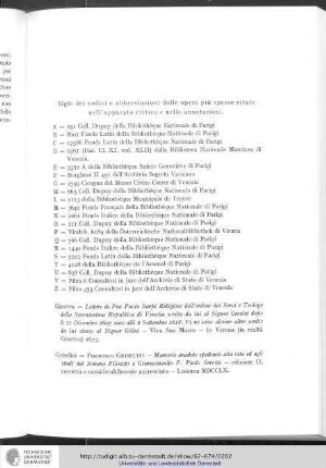 Sigle dei codici e abbreviazioni delle opere piu spesso citate