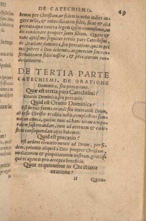 De Tertia Parte Catechismi, De Oratione Dominica, seu precatione.