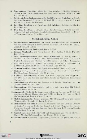 Metallarbeiten, Silber (Nr. 84-115)