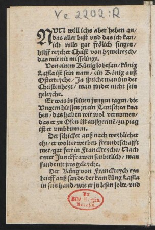 NVN will ichs aber heben an/ || das aller best vnd das ich kan/ ||