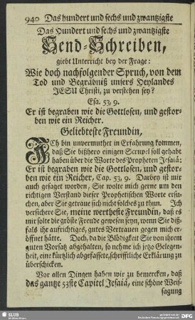 Das Hundert und sechs und zwantzigste Send-Schreiben