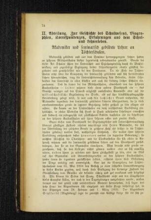 Akademiker und seminarisch gebildete Lehrer an Töchterschulen