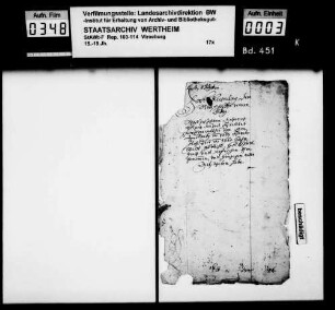 Titelblatt (Fragment) einer Forstrechnung der Grafschaft Virneburg
