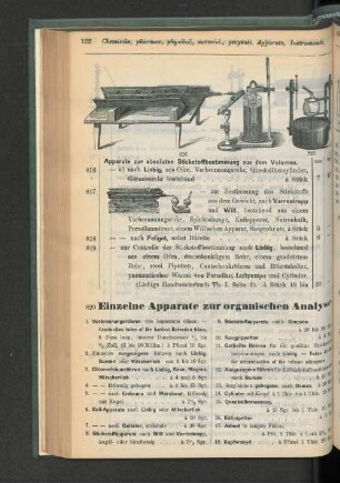 Einzelne Apparate zur organischen Analyse.