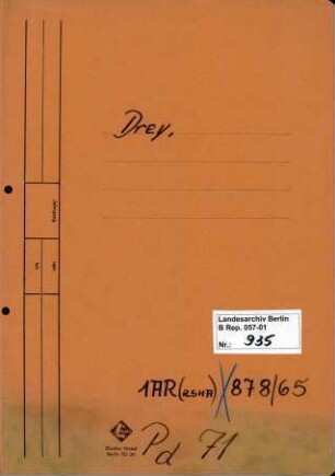 Personenheft Drey, Kriminalsekretär