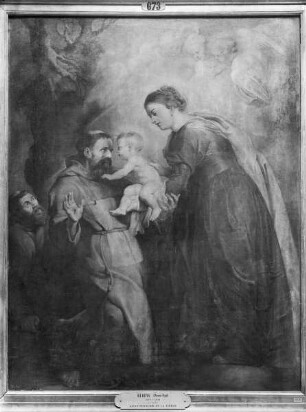 Der Heilige Franziskus empfängt das Christuskind aus den Händen Marias
