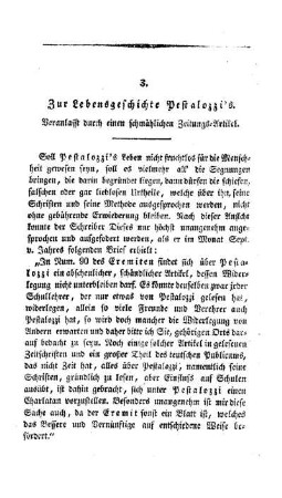 Zur Lebensgeschichte Pestalozzi's : veranlasst durch einen schmählichen Zeitungs-Artikel