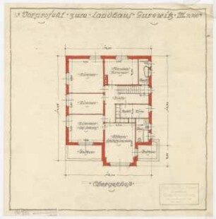 Landhaus Gurewitz, Berlin-Spandau: Vorprojekt Grundriss Obergeschoss 1:100
