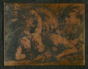 Der Drache verschlingt die Gefährten des Cadmus