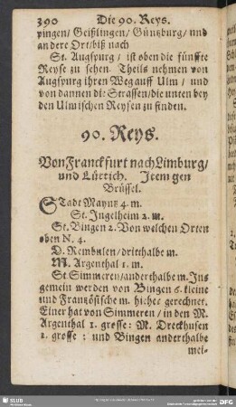 90. Reys. Von Franckfurt nach Limburg, und Lüttich. Item gen Brüssel