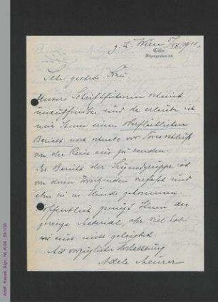 Brief von Adele Meurer und Berichte zur Ortsgruppe Köln und deren Jugendgruppe