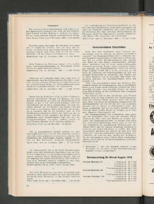Rentenzahlung für Monat August 1970