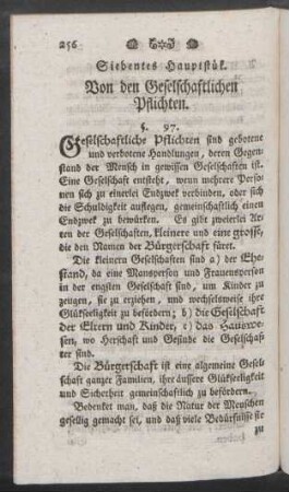 Siebentes Hauptstük. Von den Gesellschaftlichen Pflichten