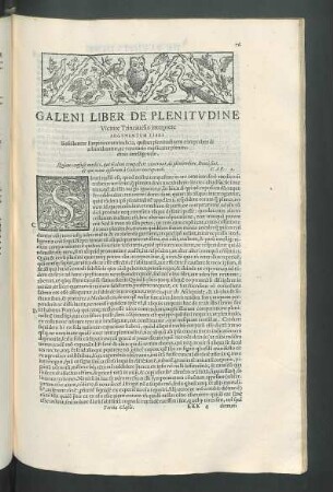 Galeni liber de plenitudine