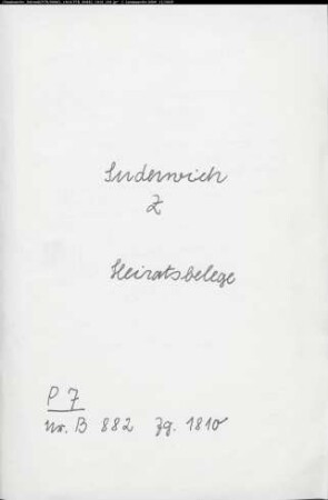 Belegakte zum Heiratsregister 1810 und 1811 der Munizipalität Suderwich