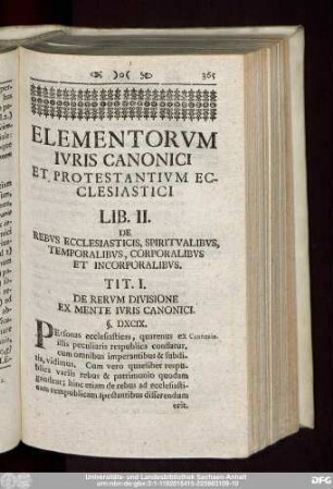 Tit. I. De Rerum Divisione Ex Mente Iuris Canonici.