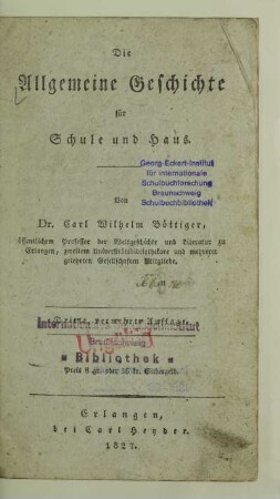 Die allgemeine Geschichte für Schule und Haus