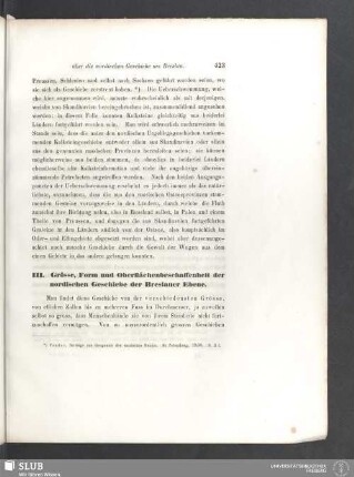 III. Grösse, Form und Oberflächenbeschaffenheit der nordischen Geschiebe der Breslauer Ebene