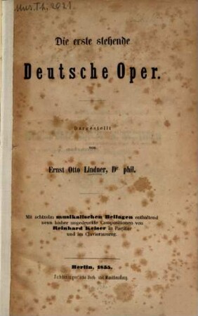 Die erste stehende deutsche Oper