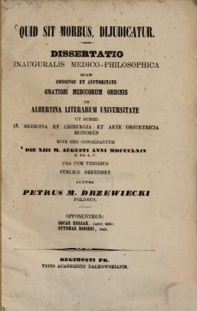 Quid sit morbus, dijudicatur : Diss. inaug. medico-philos