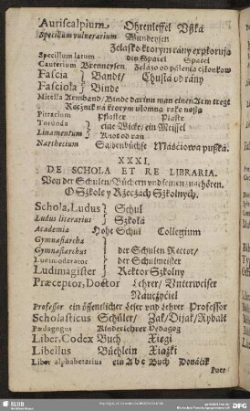 XXXI. De Schola Et Libraria