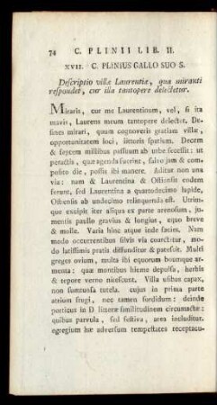 XVII. C. Plinius Gallo Suo S.