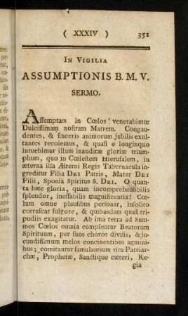 351-364, In Vigilia Assumptionis B. M. V. Sermo (XXXIV)