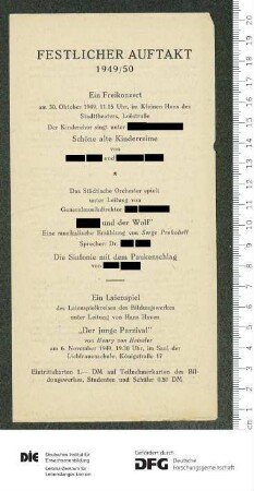 Beilage zum Programm 3. Trimester 1949/1950