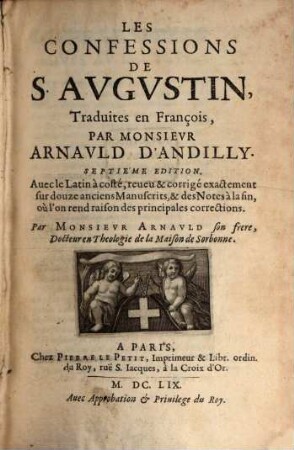 Les confessions de S. Augustin : avec. texte et not.