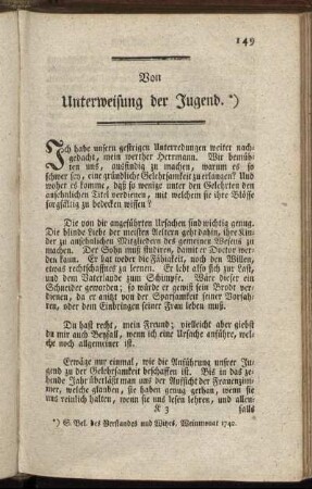 Von Unterweisung der Jugend