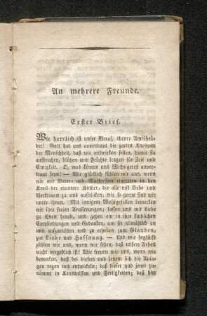 An mehrere Freunde. Erster Brief.
